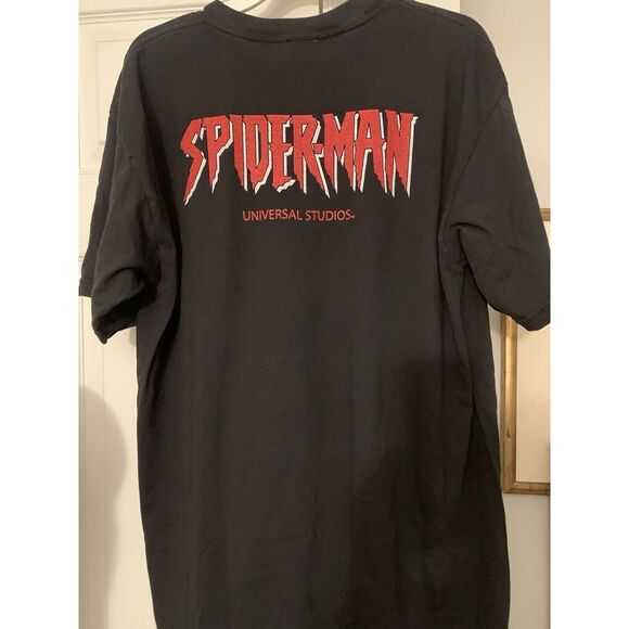 VTG Y2K Universal Studios Spider-man Double Sided Black T Shirt Size L Amazing - Picture 4 of 7